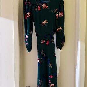 Eliza J Dark Green Floral Long Sleeve Dress